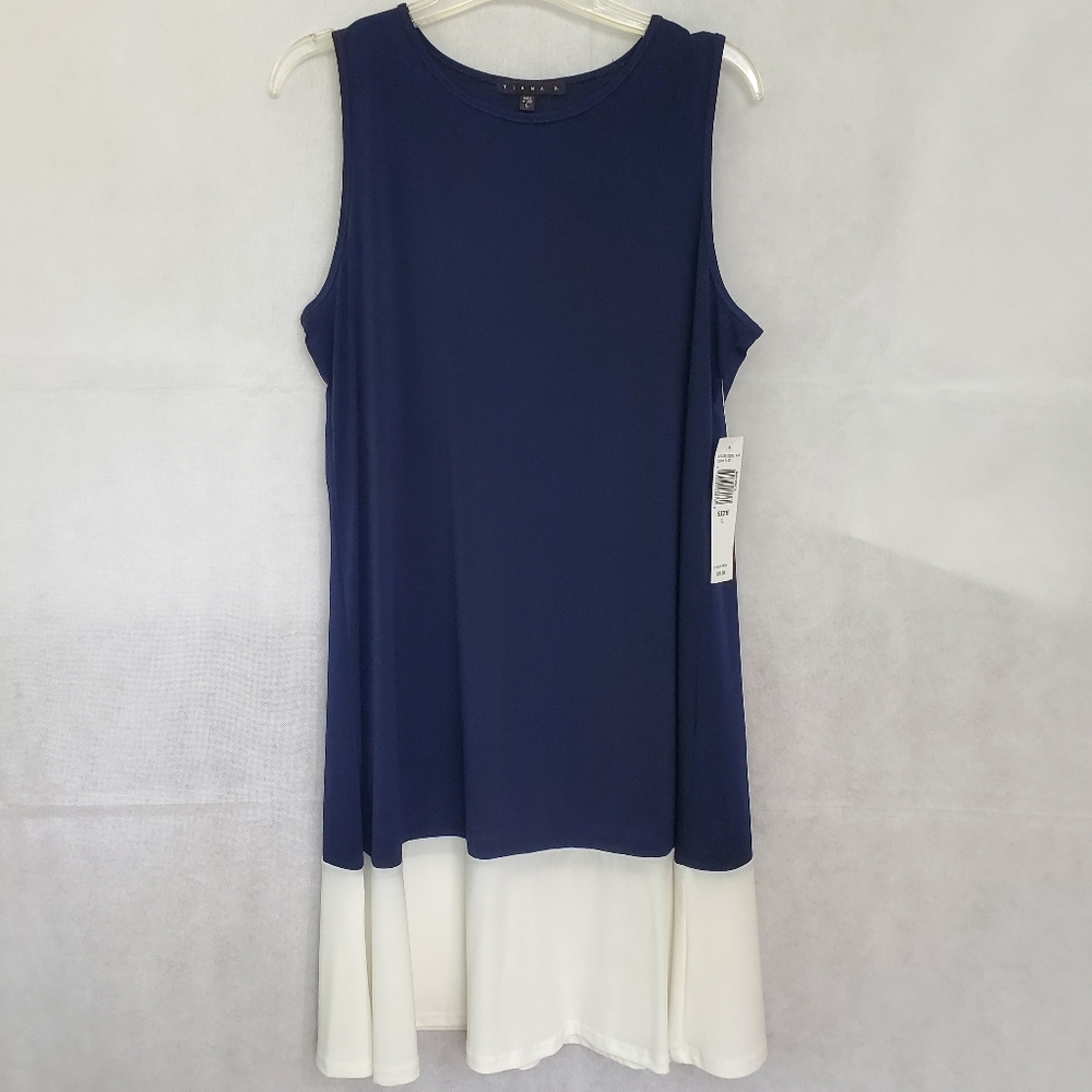 Sleeveless Navy/white dress
